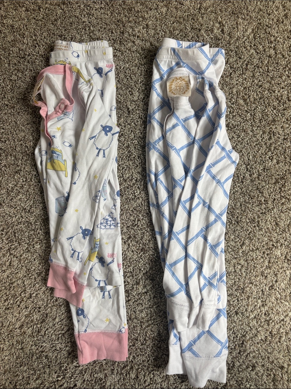 2 sets of TBBC pajamas. Long sleeve and pants